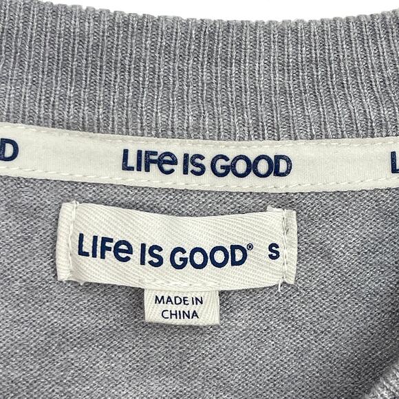 Life Is Good Crewneck Sweater Sz S New $63 Girl & Her Dog Gray Rayon Blend - Picture 6 of 9